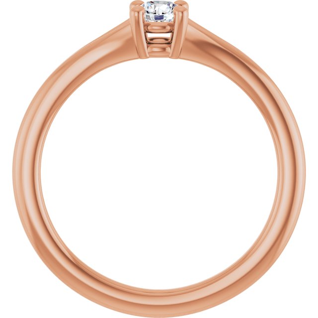 14K Rose Natural White Sapphire Youth Solitaire Ring