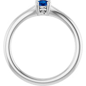 Platinum Natural Blue Sapphire Youth Solitaire Ring