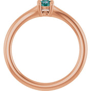 14K Rose Lab-Grown Alexandrite Youth Solitaire Ring