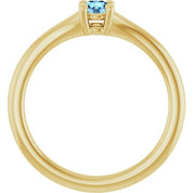 14K Yellow Natural Aquamarine Youth Solitaire Ring