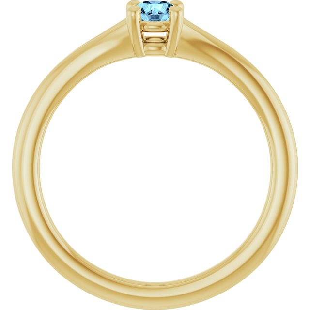 14K Yellow Natural Aquamarine Youth Solitaire Ring