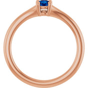 14K Rose Natural Blue Sapphire Youth Solitaire Ring