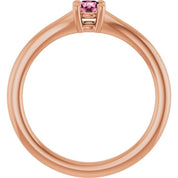 14K Rose Natural Pink Tourmaline Youth Solitaire Ring