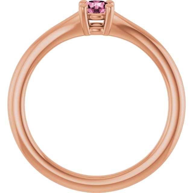 14K Rose Natural Pink Tourmaline Youth Solitaire Ring