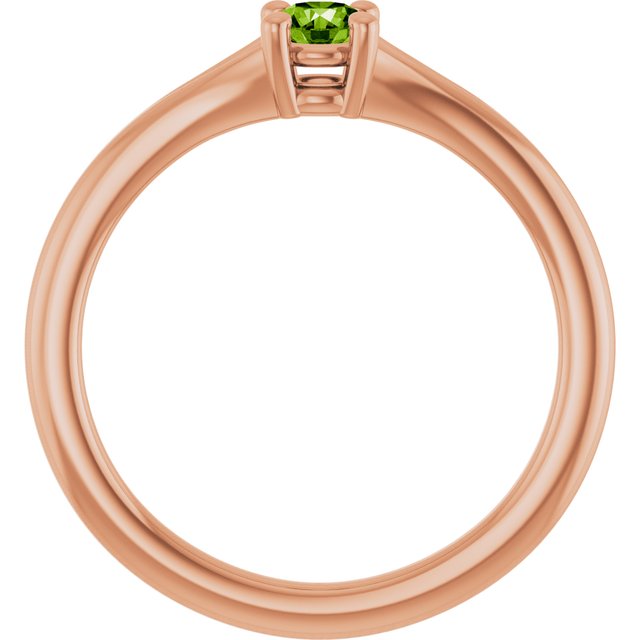 14K Rose Natural Peridot Youth Solitaire Ring