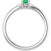 Sterling Silver Imitation Emerald Youth Solitaire Ring