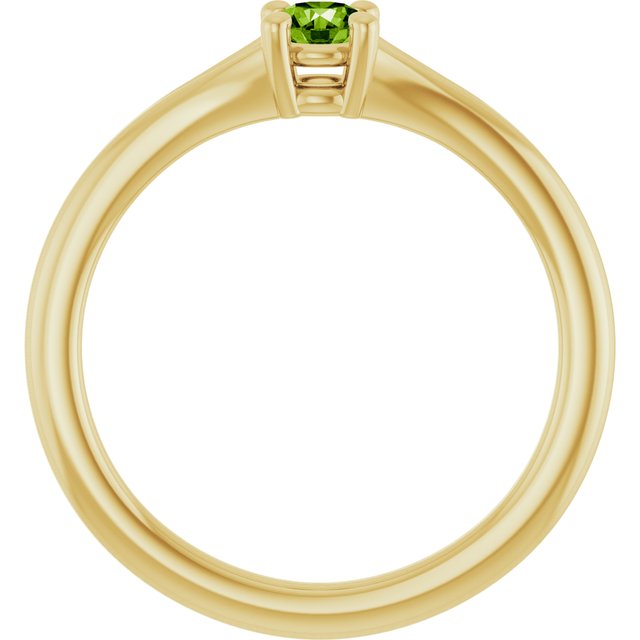 14K Yellow Natural Peridot Youth Solitaire Ring