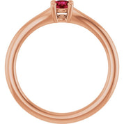 14K Rose Lab-Grown Ruby Youth Solitaire Ring