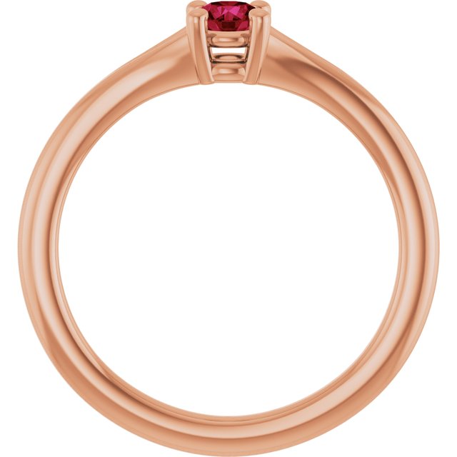 14K Rose Lab-Grown Ruby Youth Solitaire Ring