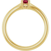 14K Yellow Lab-Grown Ruby Youth Solitaire Ring