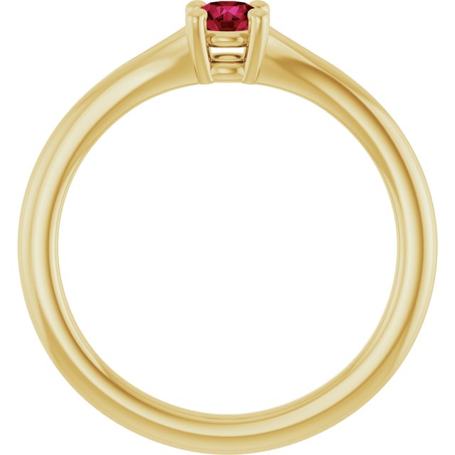 14K Yellow Lab-Grown Ruby Youth Solitaire Ring