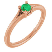 14K Rose Lab-Grown Emerald Youth Solitaire Ring