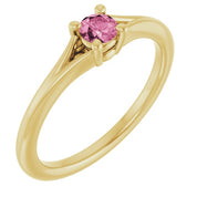 14K Yellow Natural Pink Tourmaline Youth Solitaire Ring