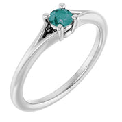 14K White Lab-Grown Alexandrite Youth Solitaire Ring