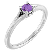Platinum Natural Amethyst Youth Solitaire Ring