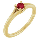 14K Yellow Lab-Grown Ruby Youth Solitaire Ring