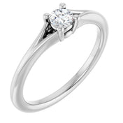 Platinum Natural White Sapphire Youth Solitaire Ring