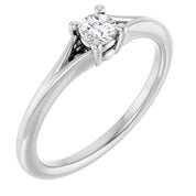 Platinum Natural White Sapphire Youth Solitaire Ring