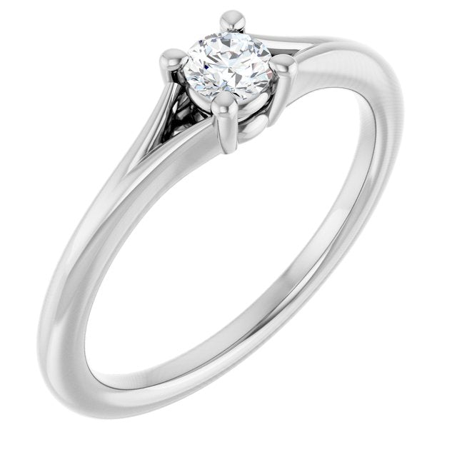 Platinum Natural White Sapphire Youth Solitaire Ring
