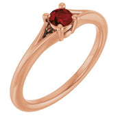14K Rose Natural Mozambique Garnet Youth Solitaire Ring
