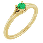 14K Yellow Lab-Grown Emerald Youth Solitaire Ring