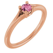 14K Rose Natural Pink Tourmaline Youth Solitaire Ring