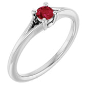Platinum Natural Ruby Youth Solitaire Ring