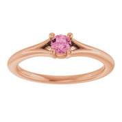 14K Rose Natural Pink Tourmaline Youth Solitaire Ring