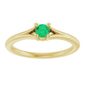 14K Yellow Lab-Grown Emerald Youth Solitaire Ring