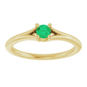 14K Yellow Lab-Grown Emerald Youth Solitaire Ring