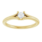 14K Yellow Natural White Sapphire Youth Solitaire Ring