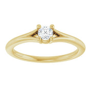 14K Yellow Natural White Sapphire Youth Solitaire Ring