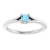 Platinum Natural Aquamarine Youth Solitaire Ring