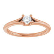 14K Rose Natural White Sapphire Youth Solitaire Ring