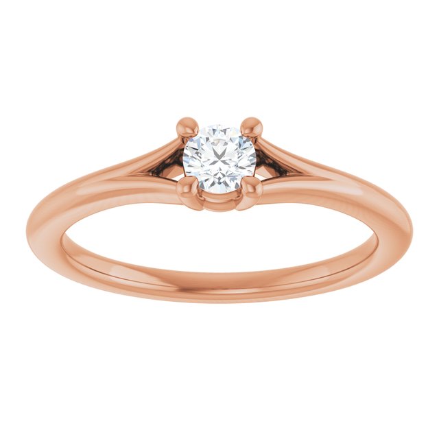 14K Rose Natural White Sapphire Youth Solitaire Ring