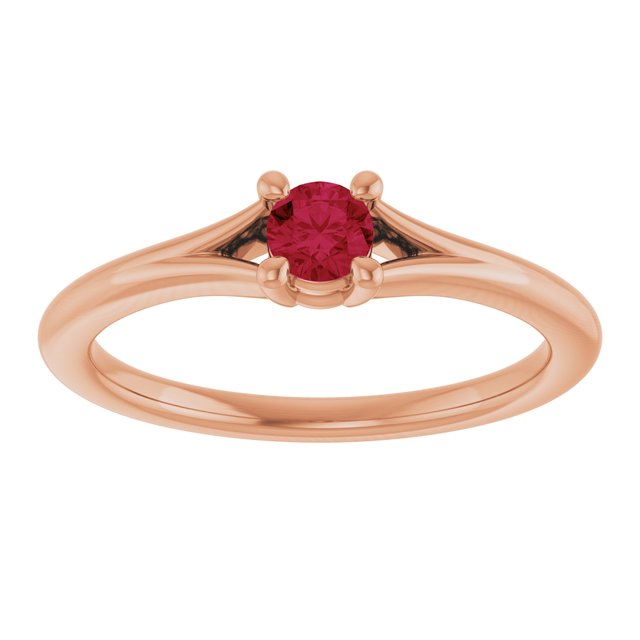 14K Rose Lab-Grown Ruby Youth Solitaire Ring