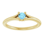 14K Yellow Natural Aquamarine Youth Solitaire Ring