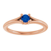 14K Rose Lab-Grown Blue Sapphire Youth Solitaire Ring