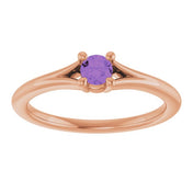 14K Rose Natural Amethyst Youth Solitaire Ring