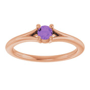 14K Rose Natural Amethyst Youth Solitaire Ring