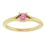 14K Yellow Natural Pink Tourmaline Youth Solitaire Ring