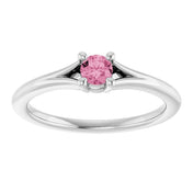 Platinum Natural Pink Tourmaline Youth Solitaire Ring