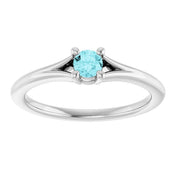 Platinum Natural Blue Zircon Youth Solitaire Ring
