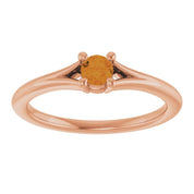 14K Rose Natural Citrine Youth Solitaire Ring
