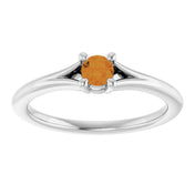 Platinum Natural Citrine Youth Solitaire Ring