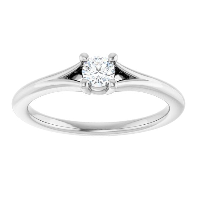 Platinum Natural White Sapphire Youth Solitaire Ring