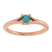 14K Rose Lab-Grown Alexandrite Youth Solitaire Ring