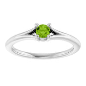 Platinum Natural Peridot Youth Solitaire Ring