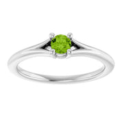 Platinum Natural Peridot Youth Solitaire Ring