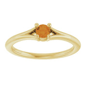 14K Yellow Natural Citrine Youth Solitaire Ring
